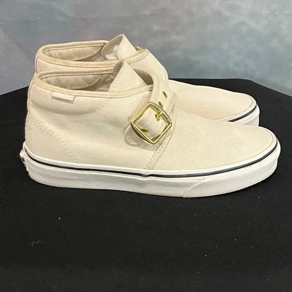Vans‎ Suede Chukka MS Monk Strap Mid Top Sneakers Cream Gold Buckle Womens 6